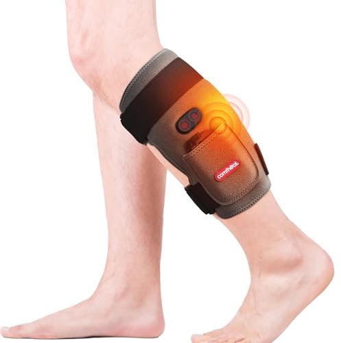 comfheat Cordless Leg Heating Pad with Vibration for Leg Pain Relief, Wearable Calf Massager Heat Wrap Around Heating Pad for Calf, Thigh Pain Relief, Rechargeable with 5000 mAh Battery for Mom Dad