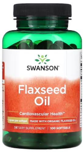 Swansons Swanson - Flaxseed Oil, 1000mg | Heart Health and Omega-3 Support - 100 Softgels
