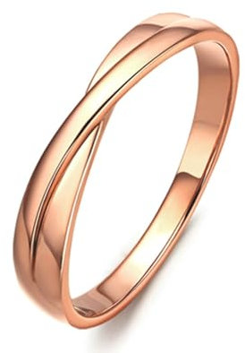 Tolldek Anello in oro rosa 750 18 carati, doppio nodo a croce, anello nuziale, in oro rosa 18 carati, misura 56 (17,8), Oro rosa 18 carati (750), Senza zirconi