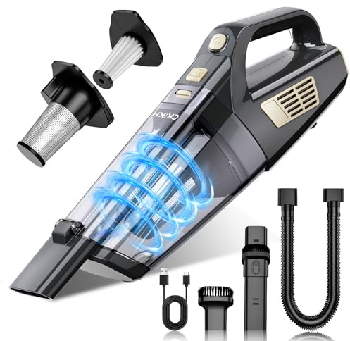 CKIKH Handheld Vacuum Cordless, 15000PA Strong Suction Hand Held Car Vacuum Cleaner Portable with Multi-Nozzles & Washable Filter, Lightweight Rechargeable Vacuum Cleaner for Home, Car, Office, Pets