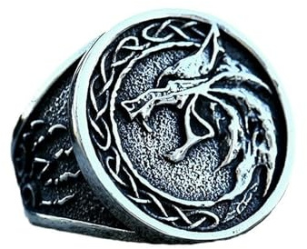 Sumpgle Nordischer Wikinger Keltischer Knoten Wolfskopf Titanstahl Ring Edelstahl Wolf Klaue Herrenring