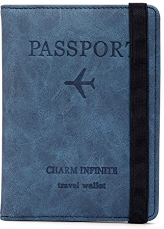 Jesustree Protege Passeport en Cuir PU, Housse de Passeport Voyage Porte-Passeport Portefeuille Pochette pour Passeport, Cartes d'embarquement, Billet d'avion Cartes de Crédit