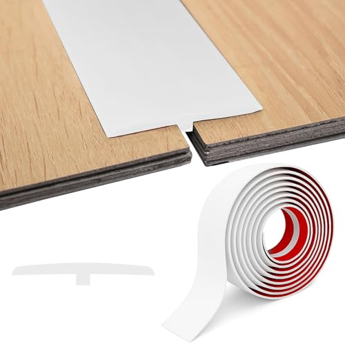 BOUFEIDA PVC Übergangsprofil T, 1M/2M/3M x 5CM Übergangsprofil Selbstklebend, Vinyl Übergangsschiene Selbstklebend, Übergangsleiste Boden, Fußbodenleisten Übergang für Verbindungsböden Lücken