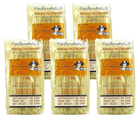 Farmer - Nouilles asiatiques de 5 mm de large - paquet de 5 (5 x 400 g) - nouilles au riz thaï