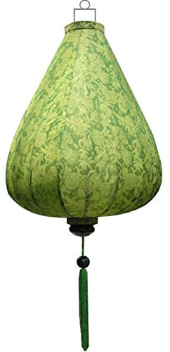 Lampionsenzo Vietnamesische Seide Lampion Tropfen Grün by