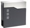 Wiltec Designer Briefkasten V20 anthrazit und Edelstahl 370 x 105 x 370 mm, Wandbriefkasten mit Schloss, Sichtfenstern und Zeitungsrolle, Postkasten aus pulverbeschichtetem Stahl
