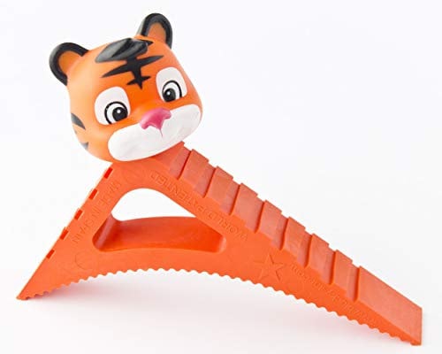 Pekasa Kids Door Stopper, Award Winning Design Heavy Duty Rubber Door Stops, Works on Any Floor Surface and Any Door Type, Fun Door Wedge Stop for Kids Room, Play Room or Family Room (Orange Tiger)