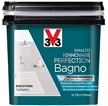 V33 Smalto Rinnovare Perfection Bagno Bianco Piuma Satinato 0,75 L