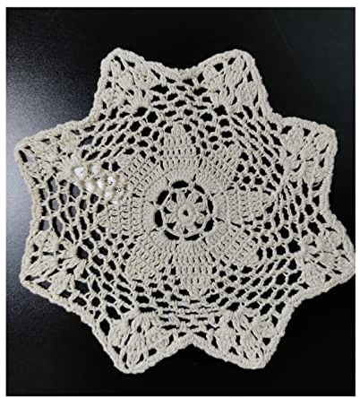 Häkeldeckchen Tischdecke Handarbeit Vollhäkeldeckchen Stern-Form Untersetzer Spitzendeckchen auch zum Basteln Aufleger Vintage 100% Baumwolle 20 cm Rund Ecru