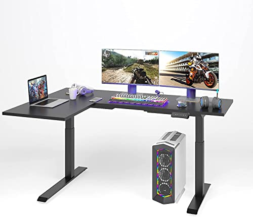 FLEXISPOT E1LB Gaming Tisch (180 x 120 cm) | Großer Ergonomischer Schreibtisch für Büro und Zuhause | höhenverstellbar mit 2 Motoren und 3-Fach Beine (Schwarz)