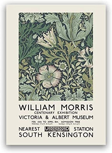 William Morris Leinwanddruck Ausstellungsposter London Underground Jugendstil Malerei Wanddekoration Wohnzimmer Schlafzimmer Heimdekoration Rahmenlos 60×80cm