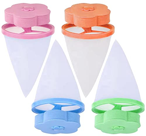 Pomurom Cattura Lavatrice, 1/4 Pezzi Floating Sacchetto Filtro per Lavatrici, Raccogli Animali per Lavatrice, Filtri Rimozione Galleggiante, Filtri Pelucchi/Residui/Capelli per Lavatrici