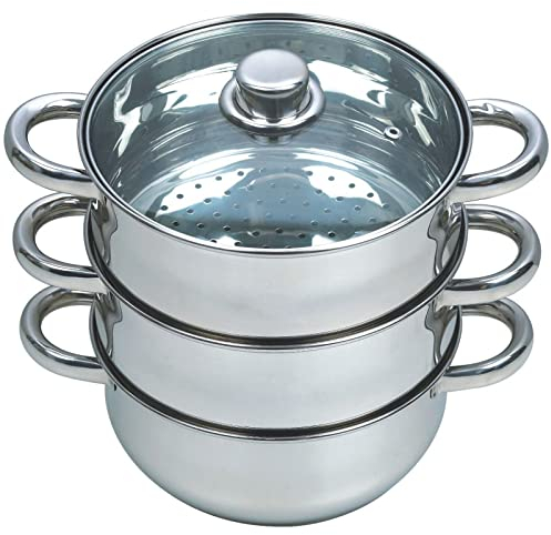 ZENO Steamer Pot | Cooking Pots | Food Steamer | Vegetable Steamer | Stainless Steel Pot | Great For Vegetables, Seafood and Meat | Steamer Cooker | Cooking Pot Kitchen Pan Set | Large Metal Steamer