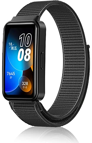 SeNool Nylon Armband für Huawei Band 10/9 / 8, [Weiches Nylon Sport Ersatzarmband] [Klettarmband] Weiches Uhrenarmband für Huawei Band 10/9 / 8 - Schwarz
