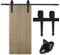 Eulenke Schiebetürbeschlag Komplettset - Schiebetürsystem für Holztüren und Falttüren - 183cm Schwarz - Laufschiene-Schiene