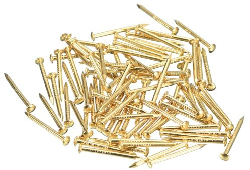 sourcing map 160 Pcs Small Tiny Nails 1.2mmx15mm(DXL) Tiny Brass Nails Hardware Nails Small Nail for Wooden DIY Decorative Boxes Household Accessories, Brass Tone