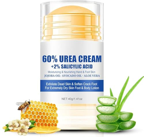 Crème Pieds urée 60% plus 2% d'acide salicylique, crème hydratante pour pieds gercés, genoux, coudes et mains, adoucit la peau, élimine les peaux mortes, lisse la peau