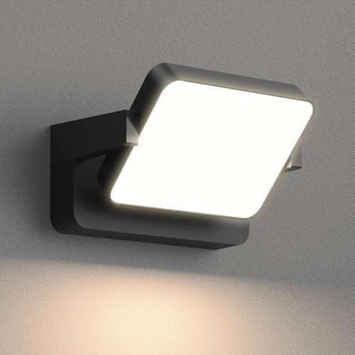 vatato 30W Außenwandleuchte Außenlampe, LED Wandleuchte Innen Außen Wandlampe mit Schwenkbar LED Panel, Wasserdicht IP65 aussenlampe wand, Warmweiß außenleuchte 3000K für Garten Terrasse, Schwarz