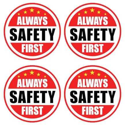 4 x Always Safety First-Aufkleber für harte Mützen, selbstklebend, Helm-Aufkleber, für Mitarbeiter und Arbeiter