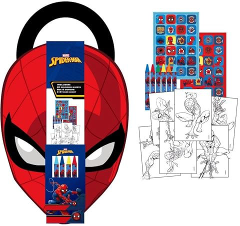 Album di Attività Colorabile Spiderman - Libro per Bambini con Stickers, Dipinti e Foglie da Colorare Uomo Ragno, Ideale per Bambini Fan Marvel che amano Disegnare, Giocare e Creare