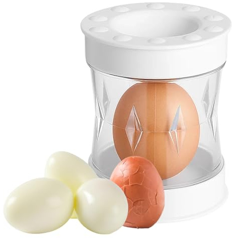 Egg Peeler for Hard Boiled Eggs, Egg Shell Remover Tool with Manual Shake Operation, Compact Design for Quick Breakfast Prep, Meal Prepping, and Outdoor Cooking (White)