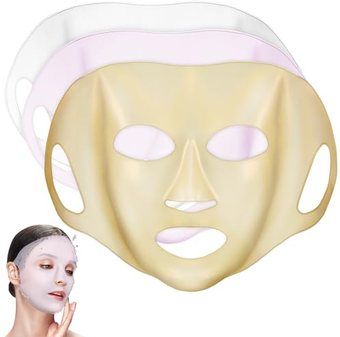 Cabilock Masques en Silicone Réutilisables Accessoires de Soin Peau Pratiques Lot de 3 pour Visage Masque Facial Hydratant et Anti-évaporation
