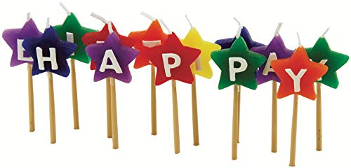 Tala Happy Birthday Star Candles, Cake Topper Decoration, Party Supplies, Cupcakes, 13 Fun Bright Multicolour Wax Candles, Party Time, Celebration