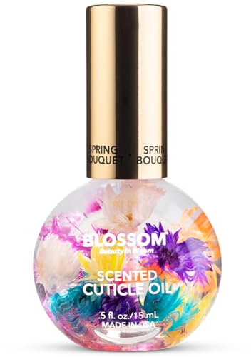 Blossom Cuticle Oil for Nails, Hydrating, Moisturizing, Scented Nail Oil Cuticle Care, Infused with Real Flowers, Made in USA, 0.5oz, Spring Bouquet
