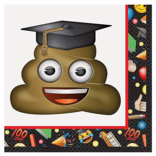 Unique Party Emoji-Graduation Papier Servietten, 16 Stück