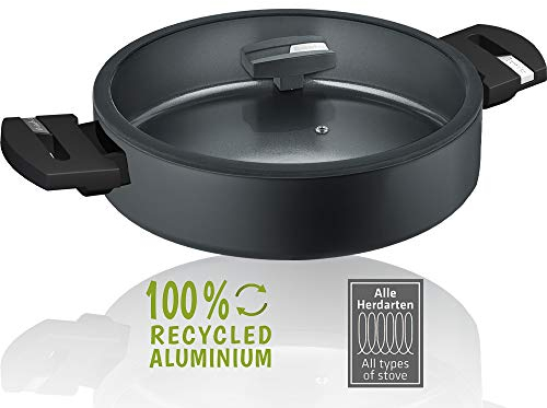 Berndes Sartén de Aluminio Reciclado (28 cm, Apta para inducción), Color Verde, Forjado de latas 100%, Negro