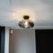 Qazqa - Art Deco Art Deco Deckenleuchte I Deckenlampe I Lampe I Leuchte schwarz mit Rauchglas - Busa I Wohnzimmer I Schlafzimmer - Rund - LED geeignet E27