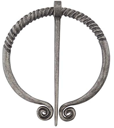Broche vintage viking pour femme et homme - Pour cape, écharpe, châle - Fermoir à boucle - Broche penannulaire, Métal, Pierre précieuse,