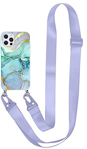 Yoedge Handykette kompatibel mit Apple iPhone 6 Plus / 6s Plus 5,5 Zoll Hülle mit Band, Handyhülle Silikon mit Kordel Necklace Schnur Stoßfest Fallschutz Bumper Schutzhülle für iPhone 6S Plus, Marmor