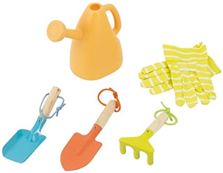 Rekord Kinder-Gartenset 6-TLG Blau (Tasche, Gießkanne, Harke, Schaufel, Spaten, Handschuhe), Kindergartengeräte, Sand-Spielzeug, Gartenspielzeug, Strandspielzeug