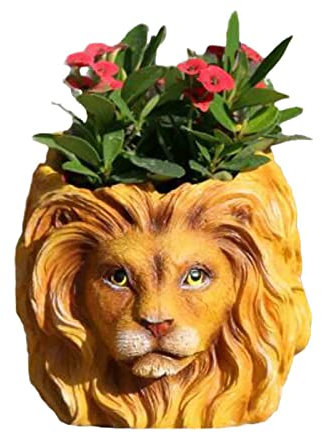 YUANstore Statue d'extérieur en résine en forme de tête de lion pour pot de fleurs, décoration de parc, maison, jardin, loisirs créatifs, décoration