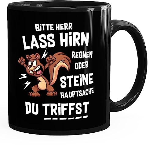 MoonWorks® Kaffee-Tasse mit Spruch Sarkasmus Herr lass Hirn regnen Bürotasse lustige Kaffeebecher schwarz standard