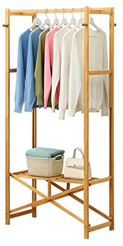 HALAHAI Porte Manteau sur Pieds Porte-Manteau Debout Pliable Cintre Sol Chambre Porte-Manteau Porte-Manteau Support pour Entrée De Maison Porte Manteaux (Color : Natural, Size : 80 * 35 * 166cm)