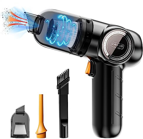 3 in 1 Handheld Vacuums Cordless with Compressed Air Duster,Electric Air Cleaner Blower,9000PA Powerful 120W Portable Car vacuum cleaner for Dust Cleaner/Computer Cleaner/Car/Sofa/Homes (Black)