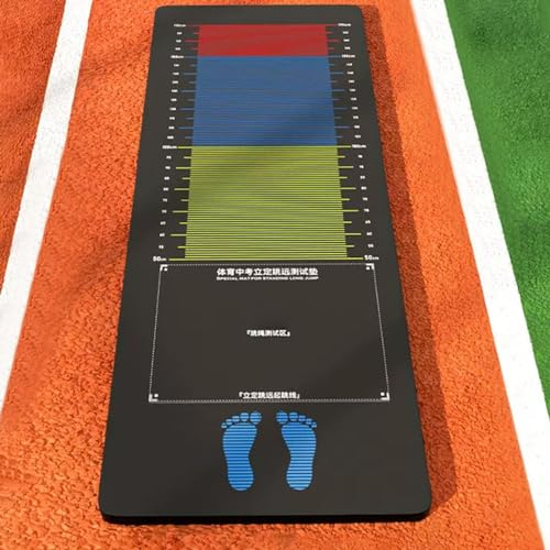 Weitsprung Matte Weitsprungmatte für die Schule, stehende vertikale Springseil-Pads für Laufen, Üben, Springen, Messen, verschleißfeste Kinder-Trainings-Sprungtestermatte für Zuhause, Holzbodenfliesen