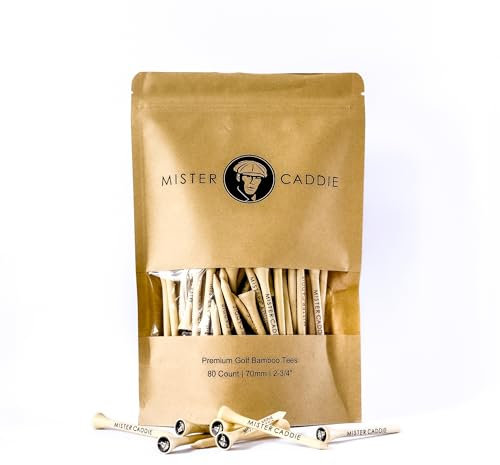 MISTER CADDIE - Premium Golf Tees, 70mm - 80 Stück, wiederverschließbare Verpackung