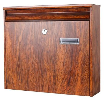 Postkasten, Mailbox, Vorschlagsbox, Kreativer Briefkasten mit Holzmaserung und Durchsichtigem Fenster, Großes Fassungsvermögen, Praktisch und Schnell, Geeignet für Den Außenbereich, die Schule