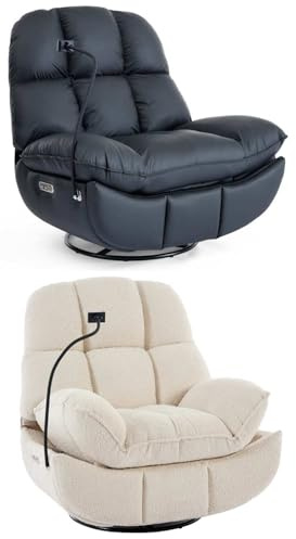 More4Homes CHICAGO SWIVEL & ROCKER AUTO RECLINER CHAIR FAUX LEATHER BLACK