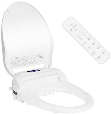 YU YUSING Intelligenter Smart Toilettensitz WC Bidet mit Düse, V-Form | Elektrischer Dusch WC Sitz mit Fernbedienung, Beheizbare Klobrille mit Absenkautomatik, Nachtlicht, Warmwasser, Waschfunktion
