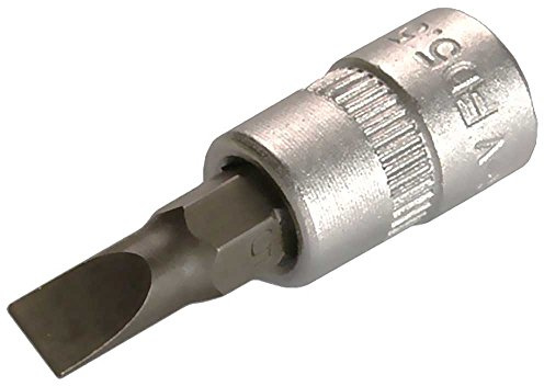 SW-Stahl SE/4-6,5 Schraubendreheinsatz, 1/4 Zoll Antrieb Schlitz, 6,5 mm | Schlitz Bit-Stecknuss aus Chrom-Vanadium-Stahl, matt verchromt, 25 mm Länge, für 6,3 mm Vierkant-Antrieb
