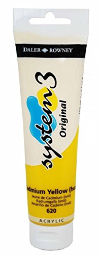 Daler Rowney System 3 Peinture acrylique originale - Tubes de 150 ml - Teinte jaune cadmium