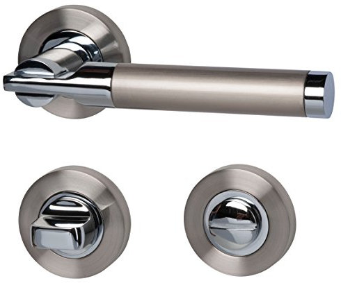 Alpertec 28022320 Edelstahl Kairo-R für Badtüren WC Drückergarnitur Türdrücker Türbeschläge Neu, für Badezimmertüren