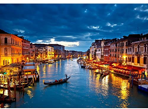 Runa Art Fototapeten 396 x 280 cm Venedig Italien - Vlies Wanddekoration Wohnzimmer Schlafzimmer - Deutsche Manufaktur - Blau Orange 9038012c