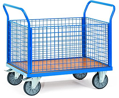 Fetra Transportgeräte mttgg1552 F 502 Wagen Transport mit Mesh, mit 4 Panelen Design, 1000 mm x 700 mm Plattform, 1180 mm Länge x 709 mm Breite x 990 mm Höhe
