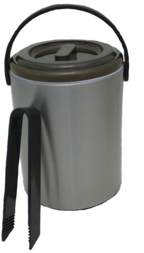 Eiseimer in Edelstahloptik 2,2 Liter mit Abtropfgitter und Eiswürfelzange