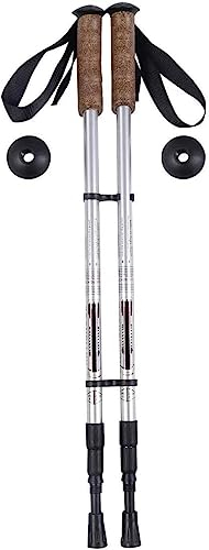 COSTWAY Nordic Walking Stöcke, Wanderstöcke mit Korkgriff und Eva-Hülse, 65-135 cm teleskop, leicht, Trekkingstöcke für Damen und Herren, für Skifahren und Wandern (Silber)
